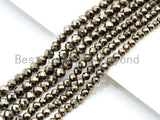 Quality Faceted Golden Pyrite Round  Faceted Beads 2/3/4mm Gemstones Beads,Natural Pyrite Beads,15.5" Full Strand,SKU#U108