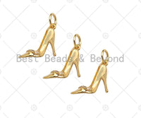 Gold Filled CZ Micro Pave High-Heeled Shoes Shape Pendant, 14K Gold Filled CZ Charm, Necklace Bracelet Charm Pendant, 8x13mm, Sku#ZX22