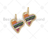 Colorful CZ Micro Pave Heart Charm/Pendant,  18K Gold Filled Heart Shape Charm, Heart Pave Pendant, 23x21mm, Sku#LK370