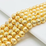 NEW STYLE Gold Plated Lava Round Beads, 4mm/6mm/8mm/10mm/12mm Gold Gemstone Beads, Wholesale Gemstone Beads, 15.5 Full Strand,SKU#S110