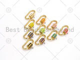 Colorful Enamel Oval Shape Screw Clasp, 18K Gold Filled Oval