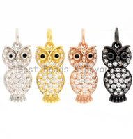 CZ Micro Pave Cute Owl Pendant, Cubic Zirconia Paved Bird Charm, Necklace Bracelet Animal Charm Pendant, 8x16mm,sku#Y152