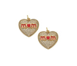 CZ Pave Red Enamel Mom Heart Charm, Mother's day charm, Sku#L716