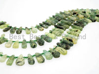 Natural Prehnite Teardrop beads, 23-37mm, Long Teardrop Green Gemstone Beads, 15.5inch strand, SKU#U141