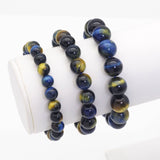 Golden Blue Tiger Eye Round Stretchy Bracelet, Sku#EF437