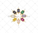 Colorful CZ Micro Pave Rectangle Shape Connector,18K Gold Filled Links, Necklace Bracelet Charm,5x12mm,Sku#LK479