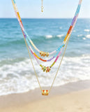 Heart, Flower, Orange Red CZ, Multicolor Gem Spacer charm, Spacer beads , Sku#Y1096