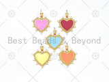 Enamel Colorful Heart with CZ Spike Pendant, Gold Filled Enamel Heart Charm,Enamel Jewelry Findings,25mm,Sku#LK422