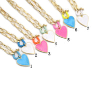 Paperclip Chain Horseshoe Clasp Heart Necklace, sku#EF186