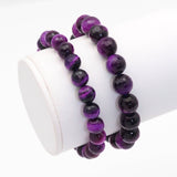 Purple Tiger Eye Round Faceted Stretchy Bracelet, Sku#EF391