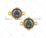 Black Enamel Heart On Round Coin Black Enamel Shape Connector,18K Gold Enamel Link, Necklace Bracelet Charm Pendant,18x24mm,Sku#Z1328