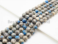 Top Quality Natural K2 Jasper Smooth Round Beads, 8mm/10mm/12mm/14mm/16mm Gray Blue Gemstone Beads,15.5 Full Strand,SKU#U318