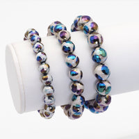 AB Mystic Black Spotted Agate Stretchy Bracelet, Sku#EF425