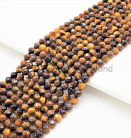 High Quality Natural Yellow Brown Tiger Eye Round Faceted Beads, 2mm/3mm/4mm Tiger Eye Beads,15.5inch strand,SKU#U361