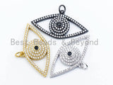 CZ Micro Pave Evil Eye Pendant/Charm, Cubic Zirconia Pendant, Protection Eye Pendant, 39x24mm, sku#BY033/F129