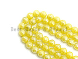 Mystic Plated Yellow Jade Round Faceted Beads, 6mm/8mm/10mm/12mm/14mm Yellow Color Jade Gemstone Beads, 15.5inch strand, SKU#U436