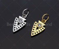 Dainty CZ Micro Pave Triangle Pendant/Charm, Gold/SilverTriangle Shape Charm, 7x13mm,sku#Z1230