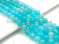 High Quality Aqua Round Faceted Agate, 6mm/8mm/10mm/12mm Blue Agate, 15.5'' Full Strand,SKU#UA191