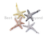 CZ Micro Pave Starfish Pendant/Charm, Cubic Zirconia Charm, Sku#F122c