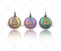 Rainbow Enamel Be Free Word On Bottle Cap Shape Pendant,Gold Enamel Charm, Necklace Bracelet Charm Pendant,15x17mm, Sku#F1376