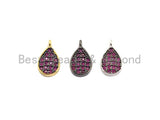Fuchsia CZ Micro Pave Teardrop Shaped Pendant/Charm, Cubic Zirconia Pendant Charm,7x12mm,sku#Z542