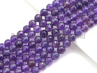 High Quality Natural Amethyst Round Faceted Beads, 4mm/6mm/8mm/10mm/12mm Amethyst Beads, 15.5" Full Strand, sku#U726