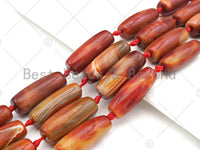 Natural Red Agate Barrel Spacer Beads, Dark Red Agate Spacer Beads, Tibetan Dzi Beads, 14x40mm, Sku#U1028