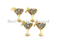 CZ Colorful Micro Pave Goblet Pendant, Trophy Shaped Pave Pendant, Gold plated, 10x12mm, Sku#F828