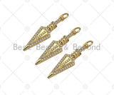 Gold Filled CZ Micro Pave Arrows Shape Pendant, 18K Gold Filled Arrowhead Charm, Necklace Bracelet Charm Pendant, 7x29mm, Sku#Y445