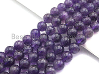 High Quality Natural Amethyst Round Beads, Round Smooth /4mm6mm/8mm/10mm/12mm Amethyst Beads, 15.5" Full Strand, sku#U527