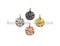 Hammered Round Pendant/Charm, Silver/Gold/Black/Rose Gold Tone, 9mm,Sku#Z580