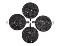 Black CZ Pave On Black Micro Pave Coin Charm, Round Disc Pave Charm, Pave Dangle Charms,28x28mm, Sku#F369