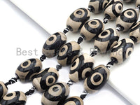 1pc/12pc Tibetan Barrel Agate Beads, Dzi Barrel Shape White Black Eye beads, Tibetan Eye Agate Beads, 15x20mm, sku#U531