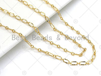 4mm Gold Flat Oval Linked Chain by Yard, Dainty  Delicate Oval Link Chain, Gold Plated Brass Chain, Wholesale Chain, sku#LK124