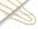 4mm Gold Flat Oval Linked Chain by Yard, Dainty  Delicate Oval Link Chain, Gold Plated Brass Chain, Wholesale Chain, sku#LK124