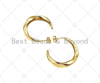 Gold Twisted Hoop Earrings, Sku#J318