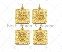 18k Gold Saint St Benedict Medallion Protection Square Charms, Gold Jesus Pendant, Religious Necklace Charms, 15x17mm, Sku#Z1248