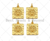 18k Gold Saint St Benedict Medallion Protection Square Charms, Gold Jesus Pendant, Religious Necklace Charms, 15x17mm, Sku#Z1248