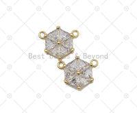 Big CZ Micro Pave Hexagon Pendant, Sku#LK569