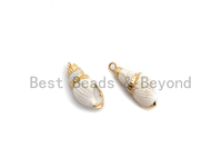 Gold Plated White Conch Sea Shell Pendant, Shell Pendant, Sh