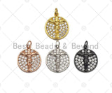 CZ Micro Pave Jesus Cross Round Coin Pendant/Charm, Jesus Charm, Cubic Zirconia Pave Charm, Cross Charm, 16mm, sku#Y296