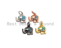 Turquoise CZ Micro Pave Elephant Shaped Pendant/Charm, Cubic Zirconia Pendant Charm,10mm,sku#Z535