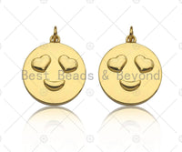 Gold Filled Smiley Face Shape Pendant, 18K Gold Filled Medallion Charm, Necklace Bracelet Charm Pendant, 20x23mm, Sku#Y440