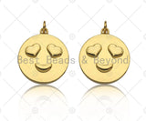 Gold Filled Smiley Face Shape Pendant, 18K Gold Filled Medallion Charm, Necklace Bracelet Charm Pendant, 20x23mm, Sku#Y440