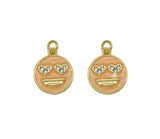 One Side Blue and One Side Pink Enamel Smiley Face Pendant, Sku#Y650