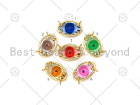 Colorful Evil Eye Shape Pendant/Charm, 18K Gold Filled Glass Quartz Charm, Necklace Bracelet Charm Pendant,13x20mm,Sku#LK393
