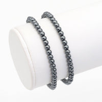 Genuine Hematite Round Smooth Stretchy Bracelet, Sku#EF448