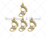 CZ Micro Pave Foot Shape Pendant,18K Gold Star Charm, Necklace Bracelet Charm Pendant,12x21mm,Sku#FH158