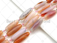 Natural Milky Pink Agate Barrel Spacer Beads, Pink Agate Spacer Beads, Tibetan Dzi Beads, 14x40mm, Sku#U1032