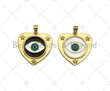 CZ Micro Pave Enamel Evil Eye On Heart Shape Pendant/Charm,Cubic Zirconia Star Charm, Necklace Bracelet Charm Pendant,25x25mm, Sku#LK217